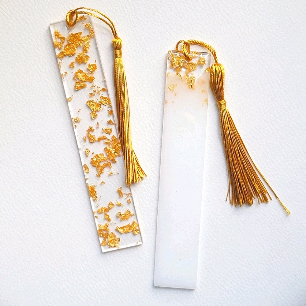 Resin Bookmarks w/Gold Theme & Tassels $4.99 SHIP!